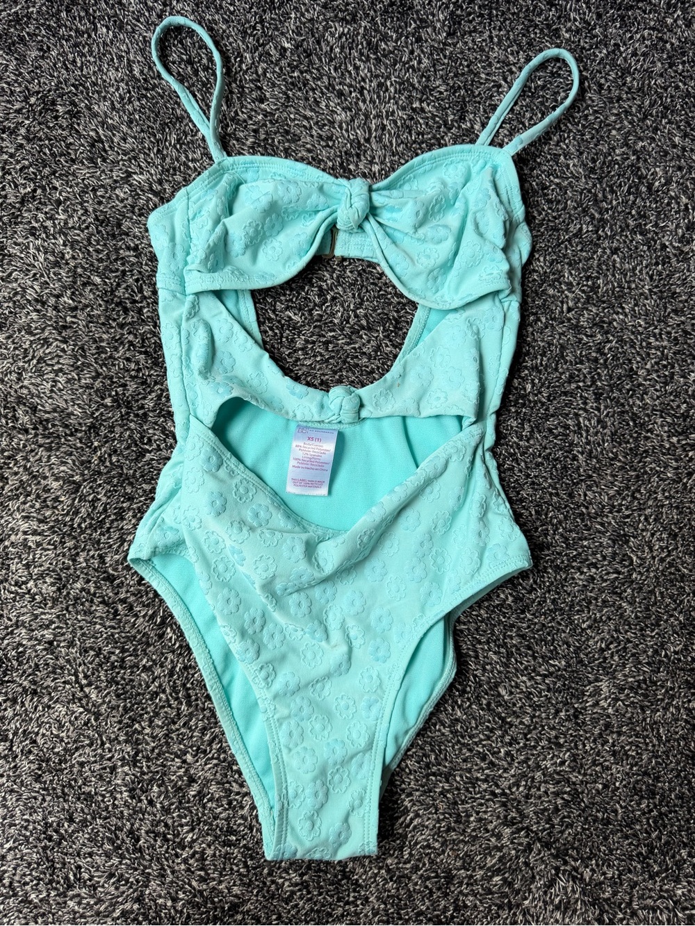 No Boundaries Aqua Blue One-Piece Cutout Swim Suit